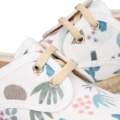 Alpargata niño tipo Blucher con cordones en lona con estampado CACTUS.