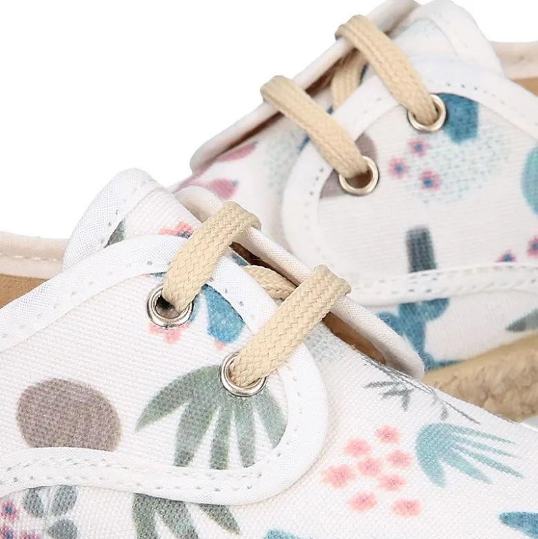 Alpargata niño tipo Blucher con cordones en lona con estampado CACTUS.