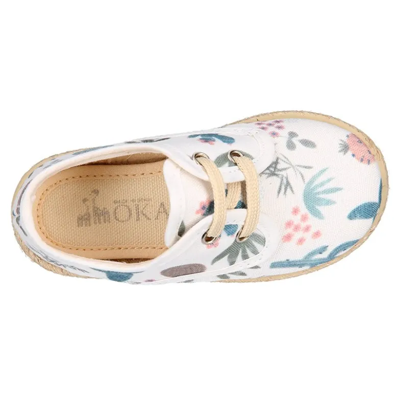 Alpargata niño tipo Blucher con cordones en lona con estampado CACTUS.