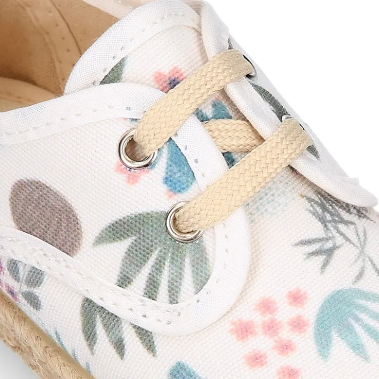 Alpargata niño tipo Blucher con cordones en lona con estampado CACTUS.