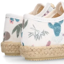 Alpargata niño tipo Blucher con cordones en lona con estampado CACTUS.
