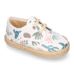 Alpargata niño tipo Blucher con cordones en lona con estampado CACTUS.