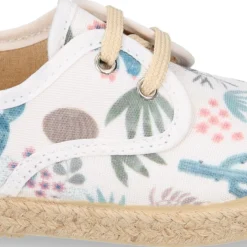 Alpargata niño tipo Blucher con cordones en lona con estampado CACTUS.