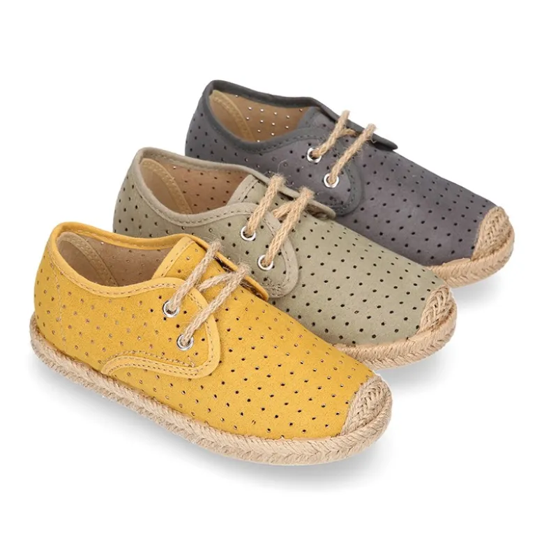 Alpargata niño tipo blucher con cordones en Lona Serratex MIL PUNTOS.