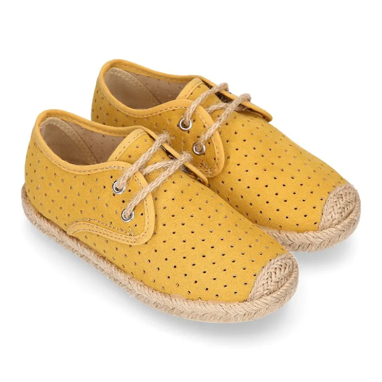 Alpargata niño tipo blucher con cordones en Lona Serratex MIL PUNTOS.