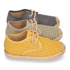 Alpargata niño tipo blucher con cordones en Lona Serratex MIL PUNTOS.