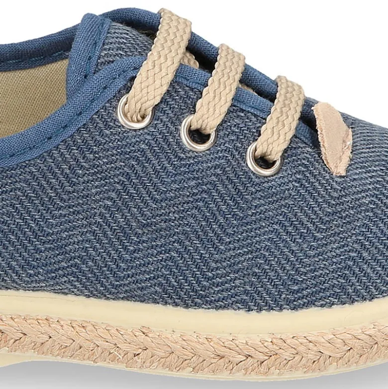 Alpargata niño tipo Blucher con cordones en LONA ESPIGA.