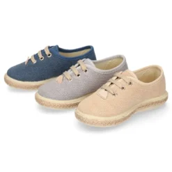 Alpargata niño tipo Blucher con cordones en LONA ESPIGA.