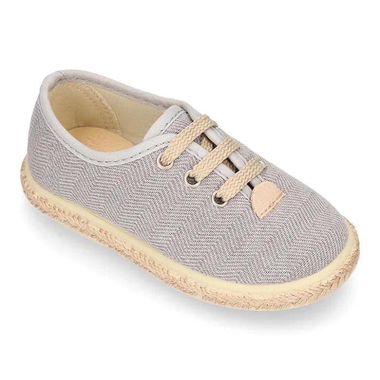 Alpargata niño tipo Blucher con cordones en LONA ESPIGA.