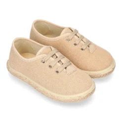 Alpargata niño tipo Blucher con cordones en LONA ESPIGA.