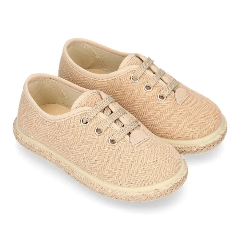 Alpargata niño tipo Blucher con cordones en LONA ESPIGA.