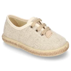 Alpargata niño tipo Blucher con cordones en LINO NATURAL.