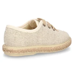 Alpargata niño tipo Blucher con cordones en LINO NATURAL.