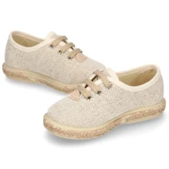Alpargata niño tipo Blucher con cordones en LINO NATURAL.