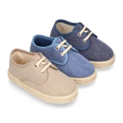 Alpargata niño tipo BLUCHER en lona algodón lavada.