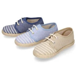 Alpargata niño tipo BLUCHER en lona algodón con RAYAS.