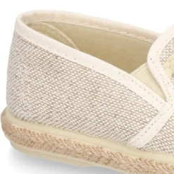 Alpargata niño tipo MOCASÍN con borlas en LINO NATURAL.