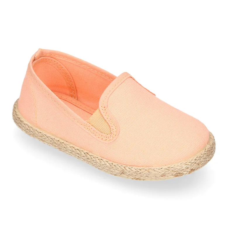 Alpargata niño tipo SLIP ON con elásticos en lona algodón.