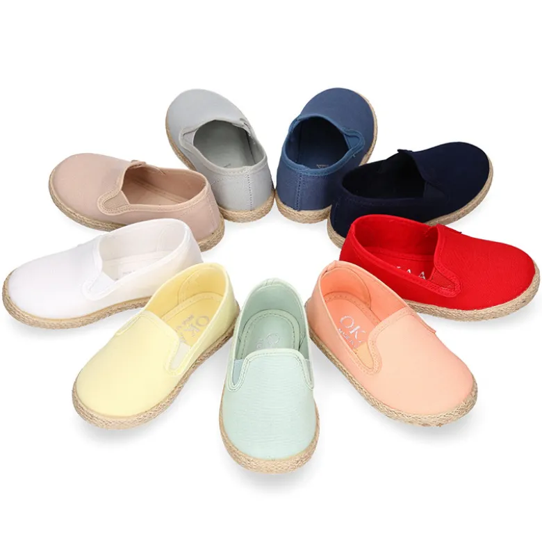 Alpargata niño tipo SLIP ON con elásticos en lona algodón.