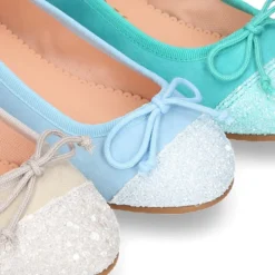 Bailarina clásica con lazo ajustable en piel ante suave con GLITTER.
