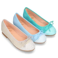 Bailarina clásica con lazo ajustable en piel ante suave con GLITTER.