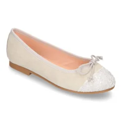 Bailarina clásica con lazo ajustable en piel ante suave con GLITTER.
