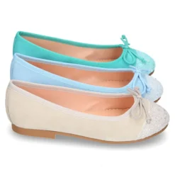 Bailarina clásica con lazo ajustable en piel ante suave con GLITTER.