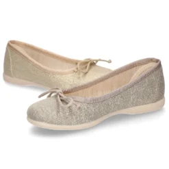 Bailarina clásica con lazo ajustable en lona METALIZADA.