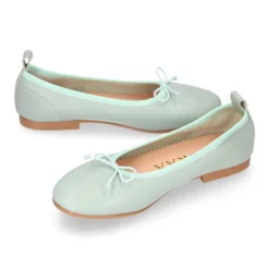 Bailarina clásica niña con lazo ajustable y elástico en piel Menta.