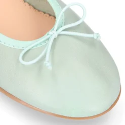 Bailarina clásica niña con lazo ajustable y elástico en piel Menta.