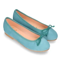 Bailarina clásica niña con lazo ajustable en piel ANTE.