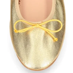 Bailarina clásica niña con lazo ajustable y elástico en piel Oro.