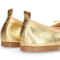 Bailarina clásica niña con lazo ajustable y elástico en piel Oro.