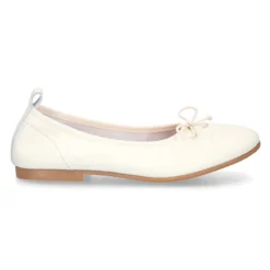 Bailarina clásica niña con lazo ajustable y elástico en piel Marfil.