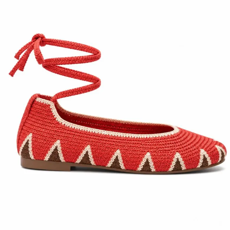 Bailarina de crochet con cintas al tobillo – Coral