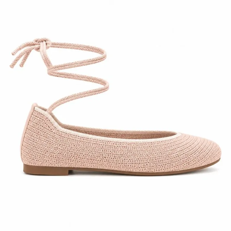 Bailarina de crochet con cintas al tobillo – Nude