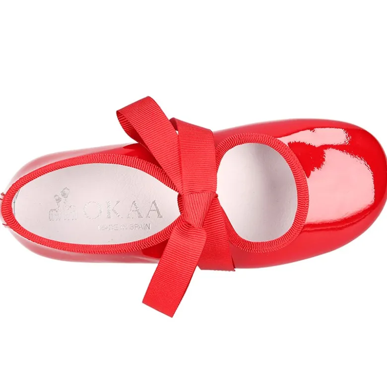 Bailarina mercedita niña tipo angelito en charol ROJO.
