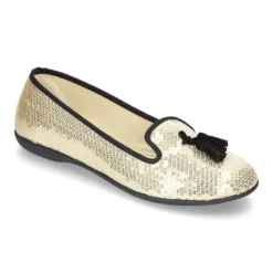 Bailarina mujer tipo SLIPPER con borlas en lona con lentejuelas.