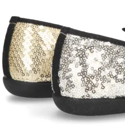 Bailarina mujer tipo SLIPPER con borlas en lona con lentejuelas.