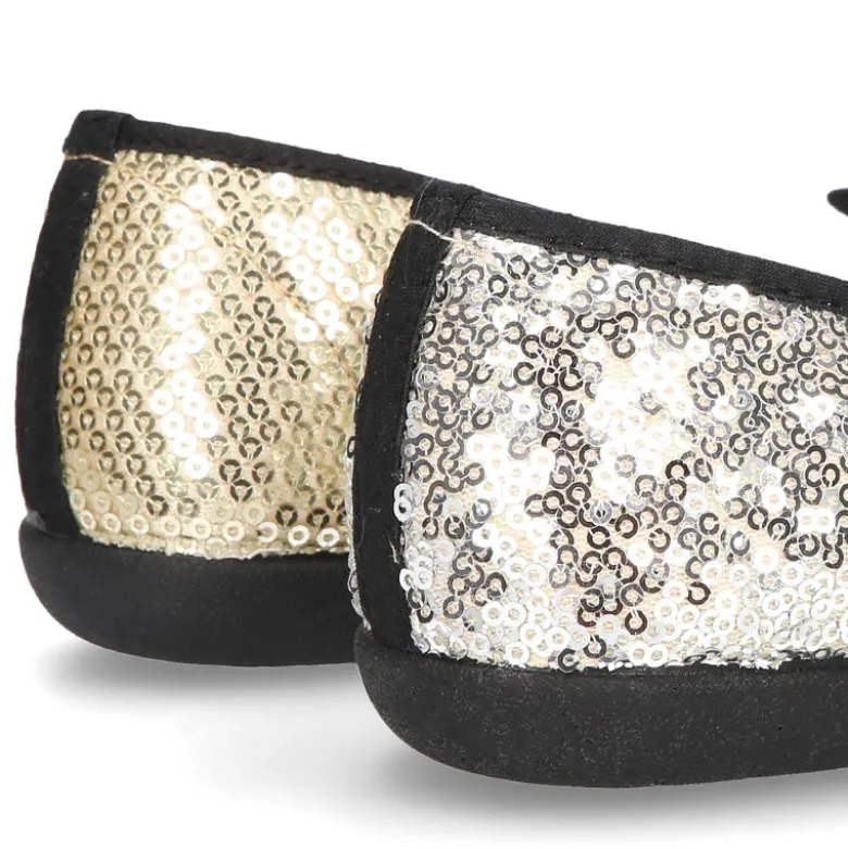 Bailarina mujer tipo SLIPPER con borlas en lona con lentejuelas.