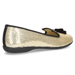 Bailarina mujer tipo SLIPPER con borlas en lona con lentejuelas.