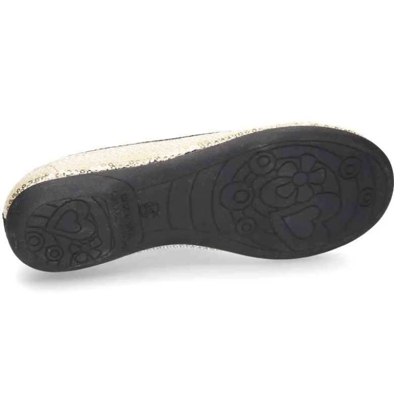Bailarina mujer tipo SLIPPER con borlas en lona con lentejuelas.