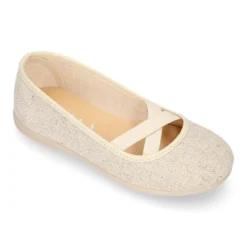 Bailarina niña ballet con cintas elásticas cruzadas en LINO METALIZADO.
