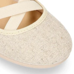 Bailarina niña ballet con cintas elásticas cruzadas en LINO METALIZADO.