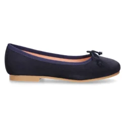 Bailarina niña clásica con lazo ajustable en piel serraje AZUL MARINO.
