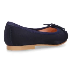 Bailarina niña clásica con lazo ajustable en piel serraje AZUL MARINO.