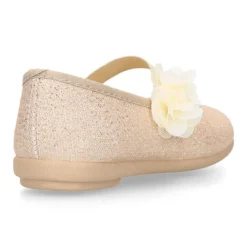 Bailarina Niña con elástico con flor en lona brillante.
