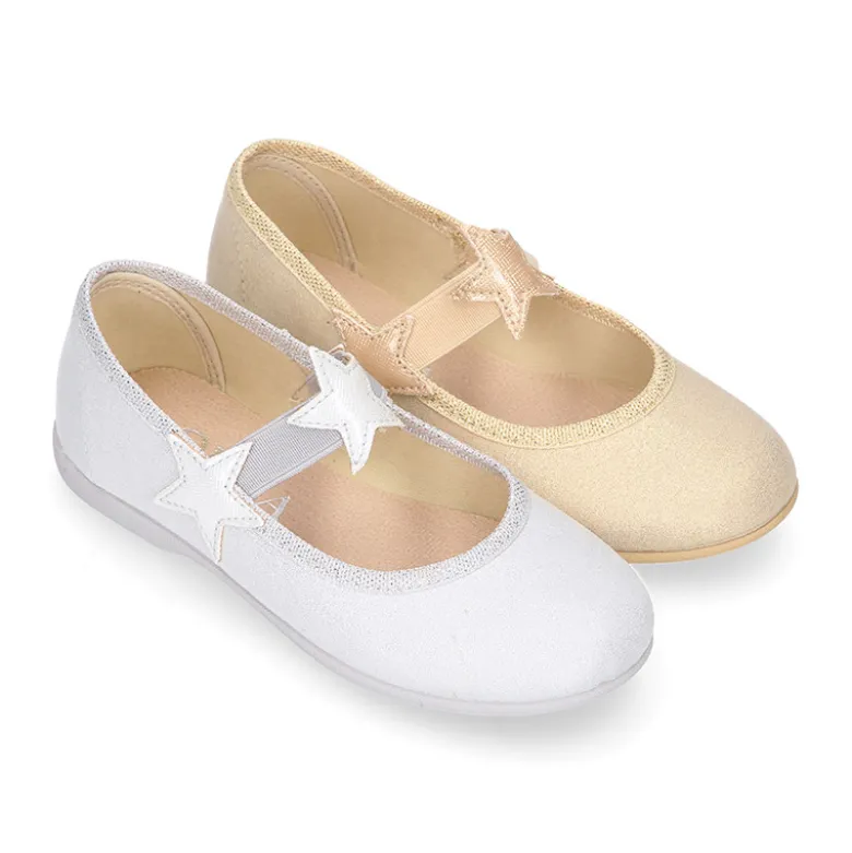 Bailarina niña con elástico con estrellas en lona laminada.