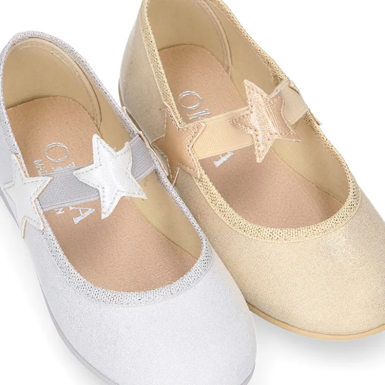 Bailarina niña con elástico con estrellas en lona laminada.
