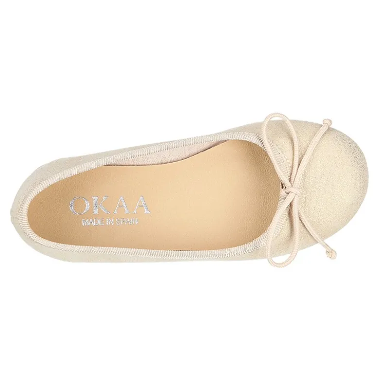 Bailarina niña con lazo ajustable en lona METALIZADA.